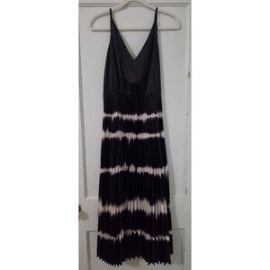 AllSaints Curtis Satin Tie-Dye Pleated Midi Dress S